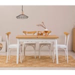 Ensemble 4 chaises et 1 table extensible Iridus Blanc et Bois clair