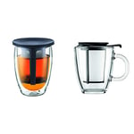 Bodum - K11153-01 - Tea For One - Set Infuseur Individuel - Verre Double Paroi - 35 cl - Noir & K11239-01 - Yo-Yo - Set Mug Infuseur Individuel en Verre Trempé - Filtre Nylon - 35 cl - Noir