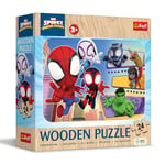 Trefl Marvel, Spidey and His Amazing Friends, Spiday et Ses Amis extraordinaires-24 pièces, Puzzle en Bois, Bords Arrondis, Motif au Verso, pour Les Enfants à partir de 3 Ans, 20274, Multicolour