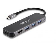 DELOCK – 3 Port USB Hub and 4K HDMI output with Type-C connection PD 85 Watt (64171)