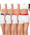 wirarpa Boxer Femme Coton Shorty Anti Frottement Shorts Caleçons Femmes 3'' Inseam Lot de 4 Blanc Taille 2XL