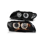 Viking Choice - Phares double halo jantes bmw E46 04 03-06 coupe cabriolet angel eyes noir - Le noir