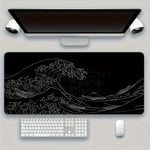 Musmatta XXL laptop stor musmatta speltillbehör tangentbord musmatta gummi halkfri musmatta tangentbordsmatta svarta vågor black waves 180X220X2MM