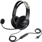 USB Headphones with Microphone Noise Cancelling Headset For Skype Laptop PC UK