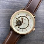 Fossil Automatic Watch BQ2650 Fenmore Brown Leather Rose Gold Case Skeleton