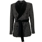 DOLCE & GABBANA Baroque Jacquard Velvet Robe Blazer Jacket Black 48 38 M 13228