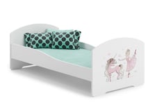 ADRK Furniture Pepe Ballerina with Unicorn -lastensänky, 160 x 80 cm, valkoinen + patja