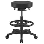 SONGMICS Tabouret de Travail, Siège Haut, Tabouret dynastique Ergonomique, Tabouret de Bureau Assis-Debout, pivotant et réglable, 59,5-81 cm, avec Repose-Pieds Circulaire réglable, Noir OSC007B01