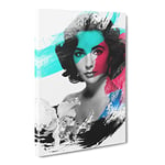 Elizabeth Taylor No.1 V2 Modern Canvas Wall Art Print Ready to Hang, Framed Picture for Living Room Bedroom Home Office Décor, 30x20 Inch (76x50 cm)