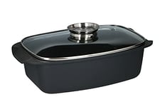 alpina Cocotte - avec couvercle en verre - Pour plats au four, vapeurs et rôtis - 5,5 l - Noir