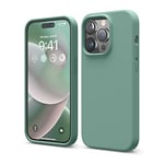 elago Coque Silicone Liquide Compatible avec iPhone 14 Pro Étui (6.1”), Coque Silicone Premium, Housse Protection Complète - Case Antichoc à 4 Structure, Microfibre Douce Empêche Rayures (Vert Nuit)