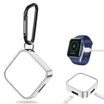 Portable Wireless Charger, Compatible with Apple Watch Series 7/6/5/4/3/2/1/SE, Magnetic Charger with USB Adapter for Traveling, Fast Charging Keychain for iWatch (Silver)