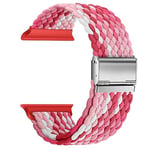 Nepfaivy Bracelet en Nylon Compatible avec Apple Watch 49mm 45mm 44mm 42mm Femme Homme, Bracelet Elastique Sport de Remplacement Réglable pour watch Ultra/SE/8/7/6/5/4/3/2/1(M, Rouge fraise)