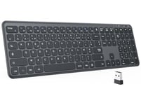 OMOTON Clavier sans Fil 2.4G, Clavier AZERTY Silencieux pour Windows 11/10/8/7, Clavier Complet Ultra-Mince avec Pavé Numérique pour PC/Ordinateur/Portable, 12 Raccourcis Multimédias, Noir