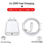 Chargeur et câble UE-Chargeurs rapides d'origine pour Apple iPhone 14 12 11 13 Pro Max, chargement magnétiqu