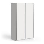 Demeyere Armoire Porte Coulissante avec Penderie Moderne – Coloris Blanc Mat & Finitions Métal-116, Bois d'ingénierie, Gris, 116,5 x 59,8 x 203 cm