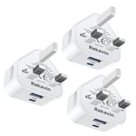 3 Pack USB C Fast Charge Plugs,For Apple iPhone Plug Dual Port Type C Wall Charger Micro USB Plug Adapter UK Charging for iPhone 15/14/14 Pro/14 Pro Max/13/13 Pro/13 Pro Max/12/12 Pro Max/11 Pro/iPad