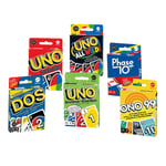 Card Game Bundle 6 Pack - UNO, Phase 10, DOS, All Wild, 7+ Years, Family Fun