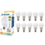 Velamp Ampoule LED, standard A60, culot E27, 12W (1055 lumens équivalent à 75W), lumière blanche naturelle 4000K, technologie SMD, faisceau 200 °, pack de 10 ampoules