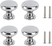 4PCS Tiroir de Porte Poignée Argent,25mm Bouton de Meubles Porte,Rond Boutons de Tiroir,Boutons de Porte Poignées de Meuble pour Placard Armoire Cuisine,Chambre d'enfant avec 4 vis