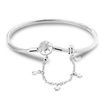 KUNSIR Classic 925 Sterling Silver Snake Chain Women Bracelets Fit Pandora European Beads Bracelets Charms for Women as Casual Gift Mother' Day