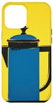 Coque pour iPhone 14 Pro Max Cafetière jaune bleu rafraîchissement