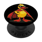 Costume de canard cool avec lunettes de soleil et cape de super-héros PopSockets PopGrip Adhésif