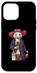 Coque pour iPhone 12 Pro Max Opossum américain dans un chapeau de cowboy buvant une bouteille de whisky