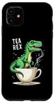 Coque pour iPhone 11 Tea Rex T-Rex Tea Lover Dinosaure Pun Blague