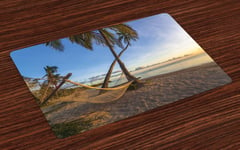 Fiji Place Mats Set of 4 Summer Time Hammock on a Beach