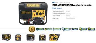 Champion 3500W elverk, bensin