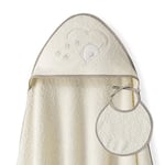 Ensemble Interbaby: Cape de bain Bébé a capuche avec bavoir - Ours Papillons beige