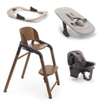 bugaboo Barnestol Giraffe base Warm Wood/Grey med vippestativ, nyfødtsett og babysett Giraffe