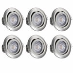 Spot led Encastrable 5W 400Lumen 3000K Réglable Blanc Chaud Spot Led Extra Plat Pour Salle de Bain Cuisine Salon Couloir Nickel