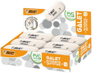 BIC Galet - Gommes Blanches en Caoutchouc Synthétique sans PVC pour Mines Graphite et Crayons de Couleurs - Boîte de 12