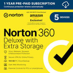 Norton 360 Deluxe with Extra Storage, 50 GB Extra Cloud Backup, Antivirus Software for 5 Devices and 1-year Subscription with Automatic Renewal