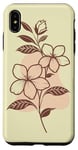 Coque pour iPhone XS Max Minimaliste Boho Esthétique Floral Line Art Crème Marron Clair