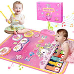 Lobyoh Jouets pour bébé 1 an, Tapis Musical Bebe 2 en 1 Et Jouet de Batterie pour Tout-Petits, Cadeau de Princesse pour Filles de 1 2 3 4 5 Ans