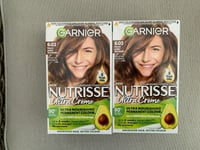 2 x Garnier Nutrisse Ultra Permanent Hair Colour 6.3 NATURAL GOLDEN DARK BLONDE