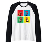 Colorful Cool Chicken Art, Crazy Chicken Rooster Family Raglan Baseball Tee