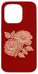 Coque pour iPhone 15 Pro Art floral rose botanique, style minimaliste