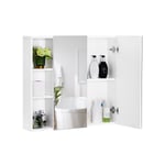 Yaheetech - Armoire Murale Salle de Bain, 3 Casiers Inverses, 2 Portes Miroirs, 1 Étagère Réglable en Hauteur, Meuble Placard Toilette wc, 70 × 15 ×