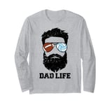 Football Volleyball Dad Messy Hair Beard Football Volleyball Long Sleeve T-Shirt