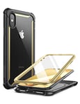 i-Blason [Ares] iPhone Xs Case, iPhone X Case, Full-body Rugged Clear Bumper Gold Case - 5.8 inch