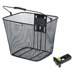 Basil Bilbao Panier de vélo Avant KF Noir – Panier de Guidon Amovible, résistant aux intempéries, Robuste, idéal pour Les Courses Quotidiennes et Les Excursions.