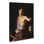 Michelangelo Caravaggio David With The Head Of Goliath Classic Painting Canvas Wall Art Print Ready to Hang, Framed Picture for Living Room Bedroom Home Office Décor, 20x14 Inch (50x35 cm)