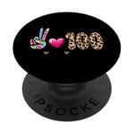 Peace Love 100 Days Of School Cœur léopard PopSockets PopGrip Adhésif