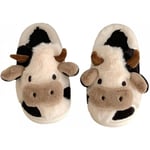 Gaolinci Cartoon Cow Cotton Slippers, Vinter inomhus utomhus tofflor för kvinnor（36-37） 36-37