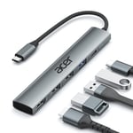 acer Hub USB C, 5-en-1 Adaptateur USB C vers HDMI 4K avec PD 100W, Adaptateur USB C Multiport Hub avec USB 5Gbps Compatible avec iPhone 16 Plus Pro Max MacBook Pro/Air,iPad Pro,Galaxy S24 etc.