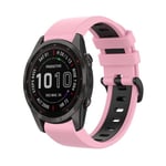 For Garmin Fenix 7S Sapphire Solar 22mm Silicone Sports Two-Color Watch Band(Pink+Black)
